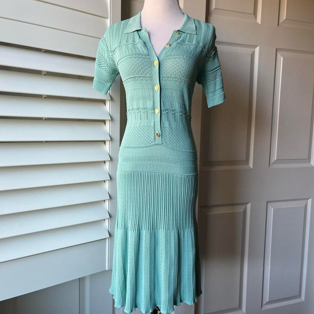 Elegant Mint Green Knit Dress